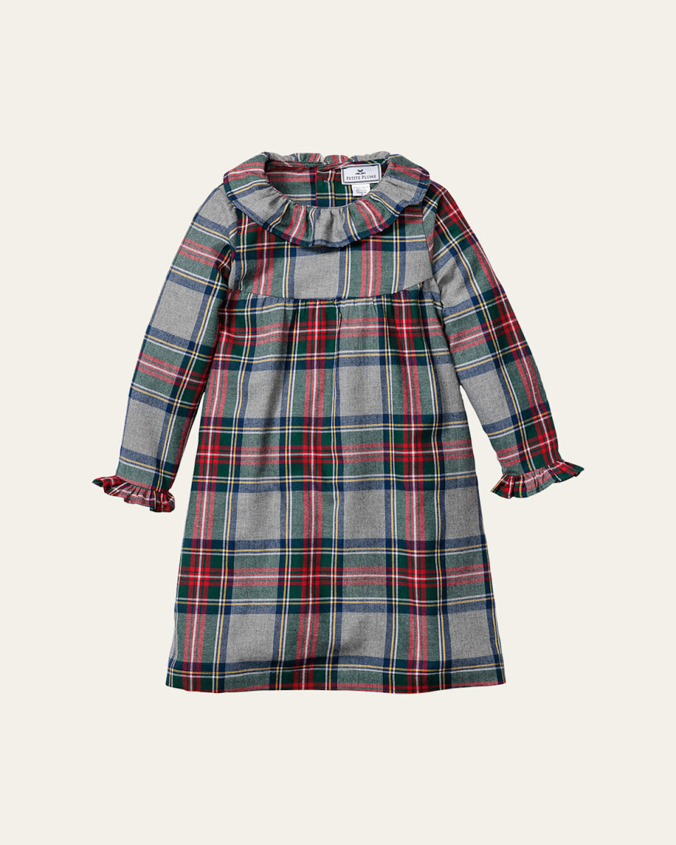 Girl's Scarlett Westminster Tartan-Print Nightgown, Size 6M-14